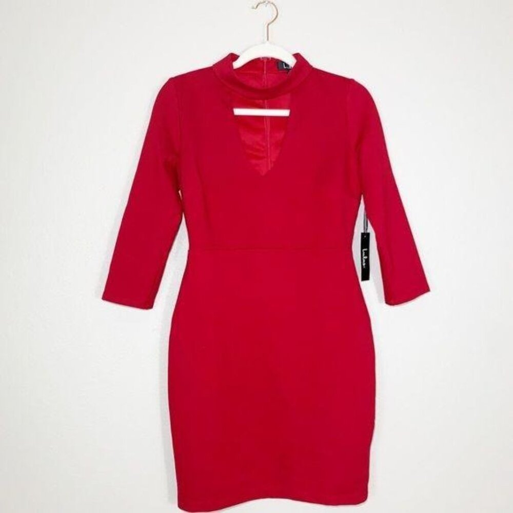 Lulus Seven Wonders Dark Red Bodycon Mini Dress Size Large Cutout Stretchy  New - Picture 9 of 10